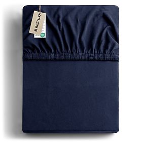 Spannbetttuch AMBER Farbe Marineblau klassischer Stil Material Jersey 220-240x220 DecoKing