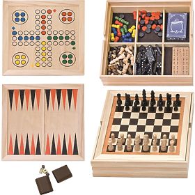 Spieleset in Holzkiste