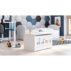 Spielzeugtruhe Daria weiß mit Dinosaurierdruck