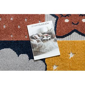 Teppich YOYO GD52 grau/gelb - Sterne, Wolken, Patchwork für Kinder, strukturell, sensorisch Fransen, F.H.Kabis