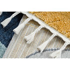 Teppich YOYO GD52 grau/gelb - Sterne, Wolken, Patchwork für Kinder, strukturell, sensorisch Fransen