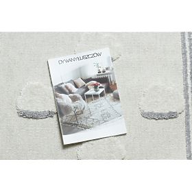 Teppich YOYO GD62 weiß / grau - Wolken für Kinder, strukturell, sensorisch Fransen, F.H.Kabis
