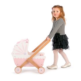 Tidlo Holzpuppenwagen rosa