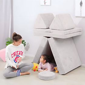 Großes modulares faltbares Kindersofa DIY 8 weiche Kissen - grau ECOTOYS