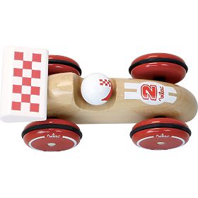 Vilac XL Rennwagen natur mit weißem Flügel, Vilac