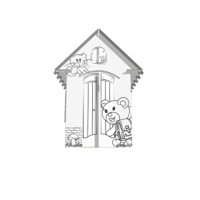 Kinderkartonhaus mit Schornstein - Bär