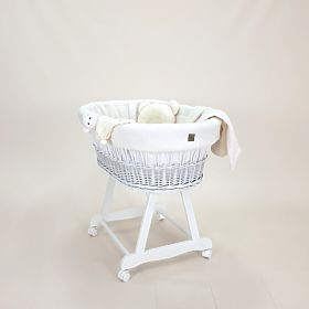 Weiße Weidenkorb-Babywiege Teddy - Ausstattung in Ecru, TOLO